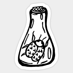 Love Bug In Jar Greyscale Tattoo Style Sticker
